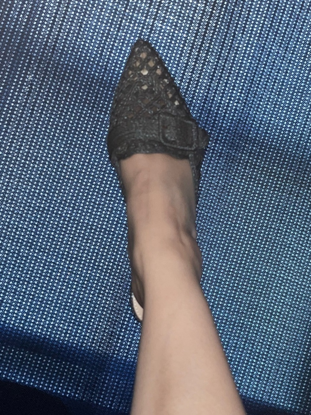 Talbots Pointed Crochet Buckle Mules in Charcoal